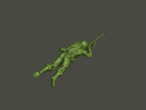 american soldier ww2 shoot lying down a3 Modèles 3D en vedette