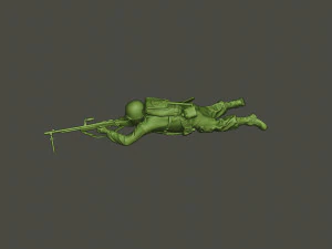 american soldier ww2 shoot lying down a3 3D Print Model