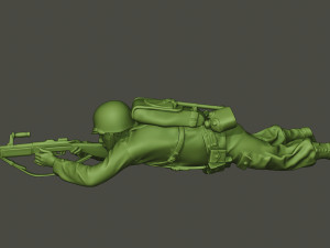 american soldier ww2 shoot lying down a3 Modèles 3D en vedette