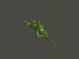 american soldier ww2 shoot lying down a3 Modèles 3D en vedette