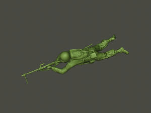 american soldier ww2 shoot lying down a3 Modèles 3D en vedette