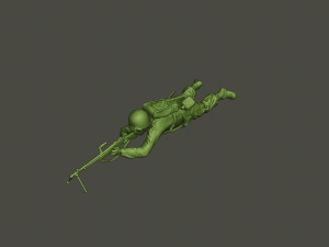 american soldier ww2 shoot lying down a3 Modèles 3D en vedette