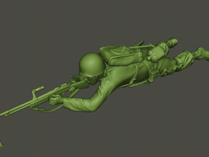 american soldier ww2 shoot lying down a3 Modèles 3D en vedette