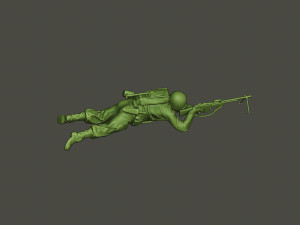 american soldier ww2 shoot lying down a3 Modèles 3D en vedette