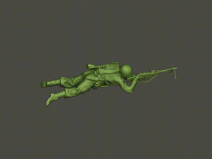 american soldier ww2 shoot lying down a3 3D Print Model