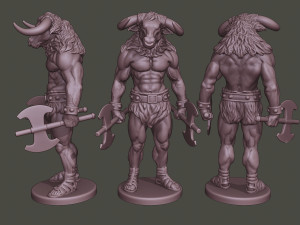 minotaur warrior stand3 two axes Modelo de impresión 3D