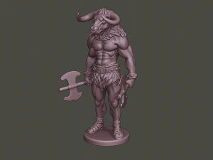 minotaur warrior stand3 two axes 3D Print Model