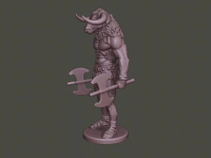 minotaur warrior stand3 two axes 3D Print Model