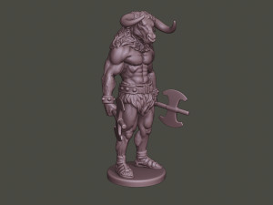 minotaur warrior stand3 two axes 3D Print Model