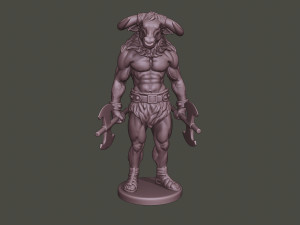 minotaur warrior stand3 two axes 3D Print Model