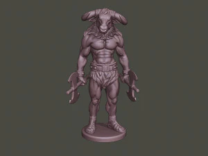 minotaur warrior stand3 two axes 3D Print Model