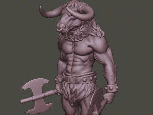 minotaur warrior stand3 two axes 3D Print Model