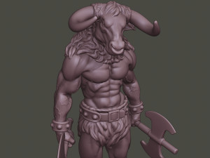 minotaur warrior stand3 two axes 3D Print Model