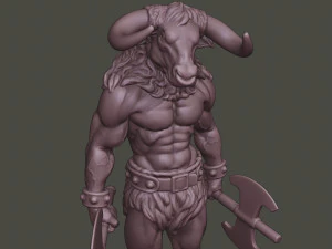 minotaur warrior stand3 two axes 3D Print Model