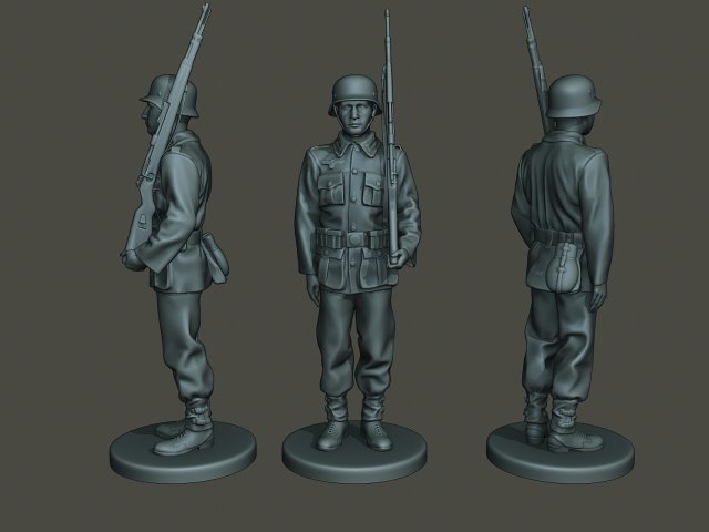 german soldier ww2 attention g1 3D 打印模型 .c4d .max .obj .3ds .fbx .stl .blend 