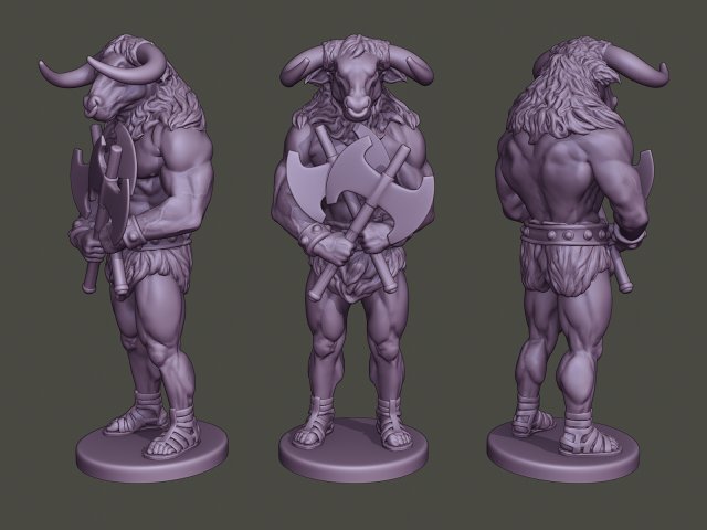 minotaur warrior guard two axes 3D Принт Модель .c4d .max .obj .3ds .fbx .stl .blend 