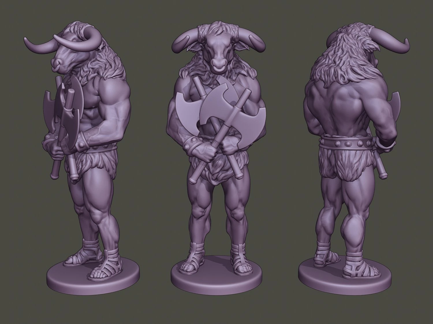 minotaur warrior guard two axes 3D Print Model .c4d .max .obj .3ds .fbx .stl .blend 