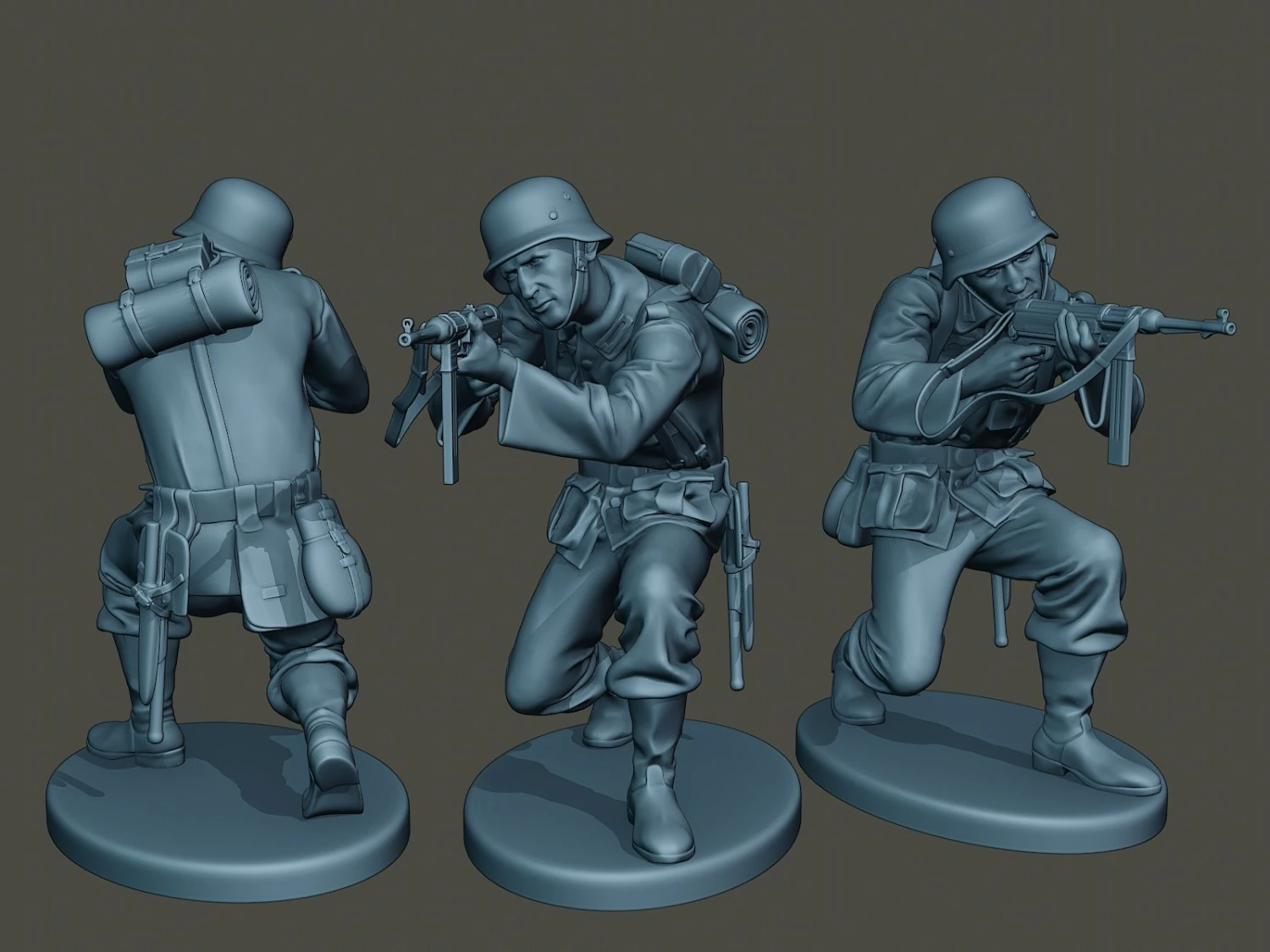 german soldier ww2 shoot crouched g2 3D Print Model .c4d .max .obj .3ds .fbx .stl .blend 