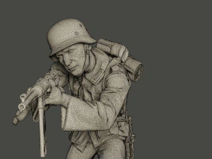 german soldier ww2 shoot crouched g2 3D Print Model