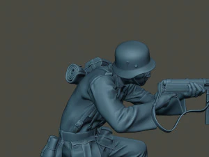 german soldier ww2 shoot crouched g2 3D Print Model