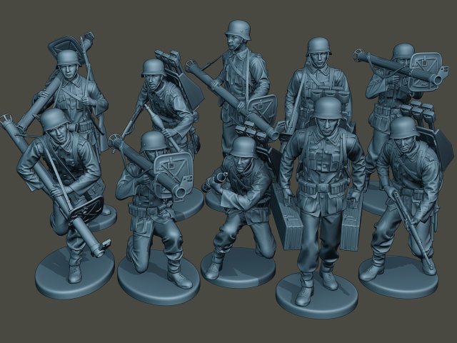 german soldiers ww2 g4 pack1 3D 프린트 모델 .c4d .max .obj .3ds .fbx .stl .blend 