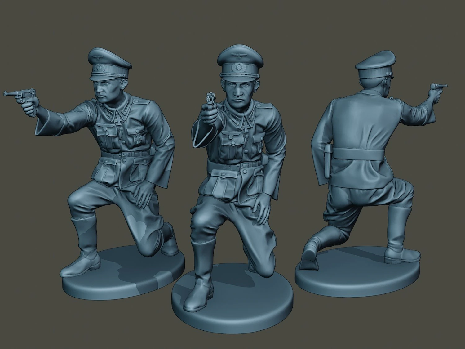 german officer ww2 shoot crouched g5 3D Print Model .c4d .max .obj .3ds .fbx .stl .blend 