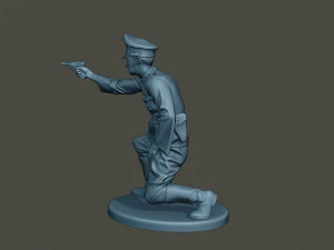 german officer ww2 shoot crouched g5 3D Print Model