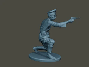 german officer ww2 shoot crouched g5 3D Print Model