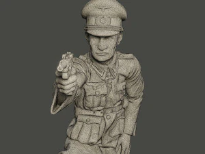 german officer ww2 shoot crouched g5 3D Print Model