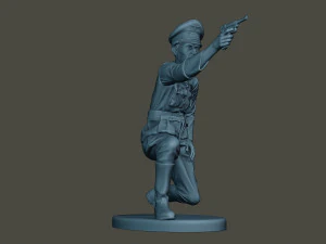 german officer ww2 shoot crouched g5 3D Print Model