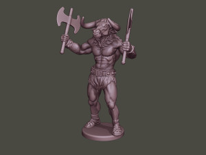 minotaur warrior stand4 two axes 3D Print Model