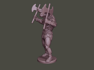 minotaur warrior stand4 two axes 3D Print Model