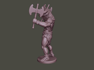 minotaur warrior stand4 two axes 3D Print Model