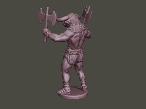 minotaur warrior stand4 two axes 3D Print Model