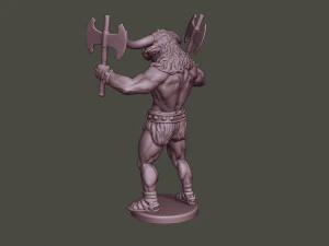 minotaur warrior stand4 two axes 3D Print Model