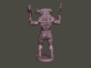 minotaur warrior stand4 two axes 3D Print Model