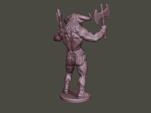 minotaur warrior stand4 two axes 3D Print Model