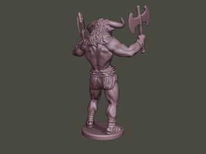 minotaur warrior stand4 two axes 3D Print Model