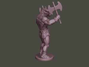 minotaur warrior stand4 two axes 3D Print Model
