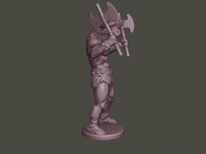 minotaur warrior stand4 two axes 3D Print Model