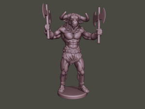 minotaur warrior stand4 two axes 3D Print Model