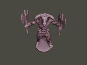 minotaur warrior stand4 two axes 3D Print Model