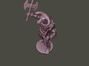 minotaur warrior stand4 two axes 3D Print Model