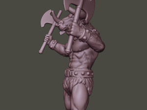 minotaur warrior stand4 two axes 3D Print Model
