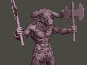minotaur warrior stand4 two axes 3D Print Model