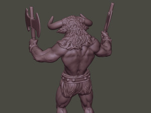 minotaur warrior stand4 two axes 3D Print Model
