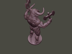 minotaur warrior stand4 two axes 3D Print Model