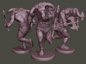 minotaur warrior running two axes 3D Print Model