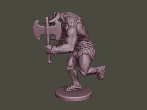 minotaur warrior running two axes 3D Print Model