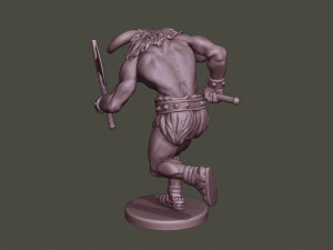 minotaur warrior running two axes 3D Print Model